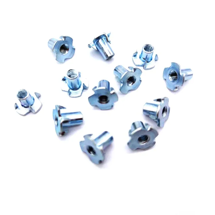 Оцинкованные стальные Т-гайки, глухие гайки, 4 зубца, вставные деревянные гайки