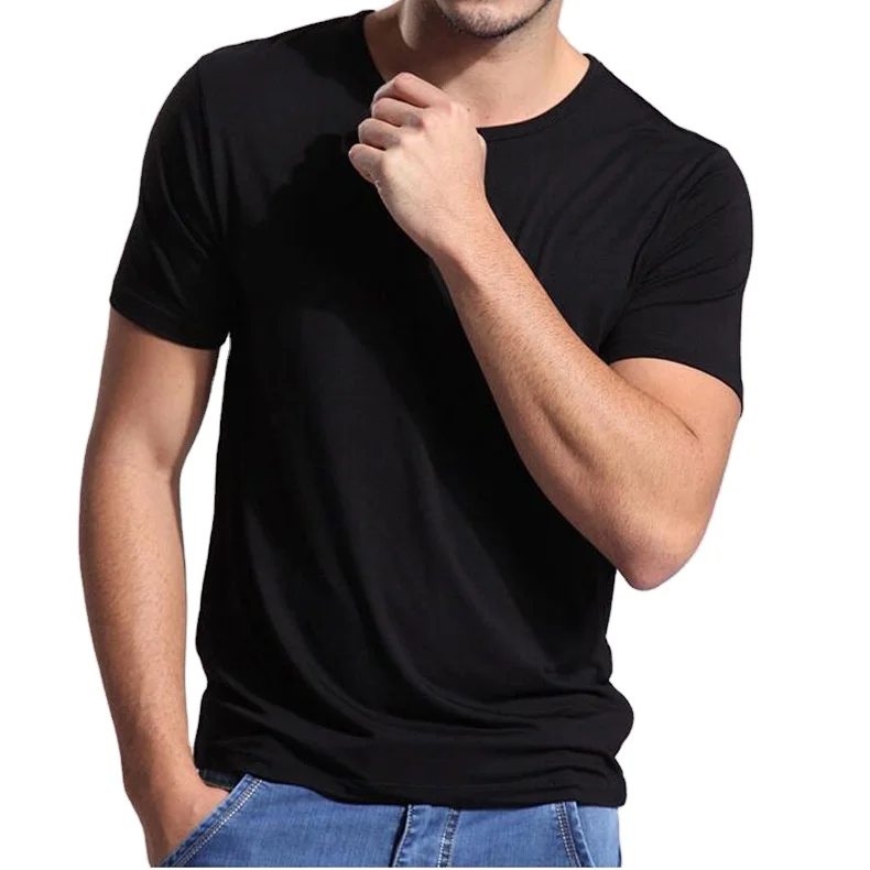 Bamboo Fiber Round Collar Short Sleeve T-shirt Vest Men Modal T-shirt Summer Half Sleeve