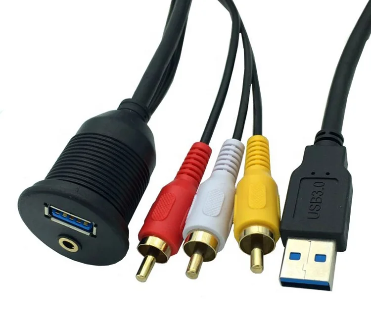 3 5 мм RCA USB 0 кабель-удлинитель аудио видео заподлицо вспомогательным отверстиями кабель