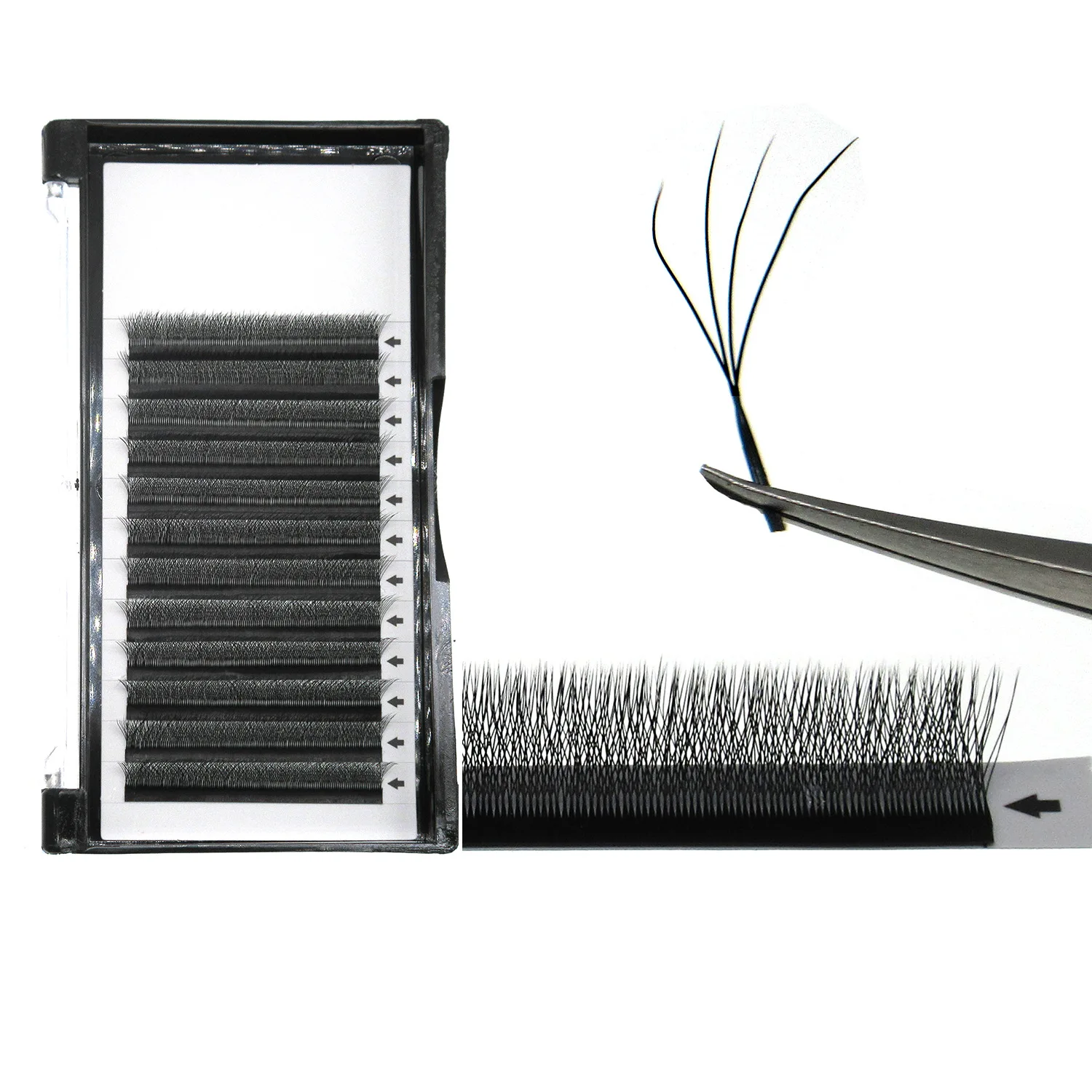 Handmade 4D W Shape Eyelashes Wholesale High Quality Fluffy 4D False Eyelash Extensions W shaped Lash Trays C/CC/D/DD Curl