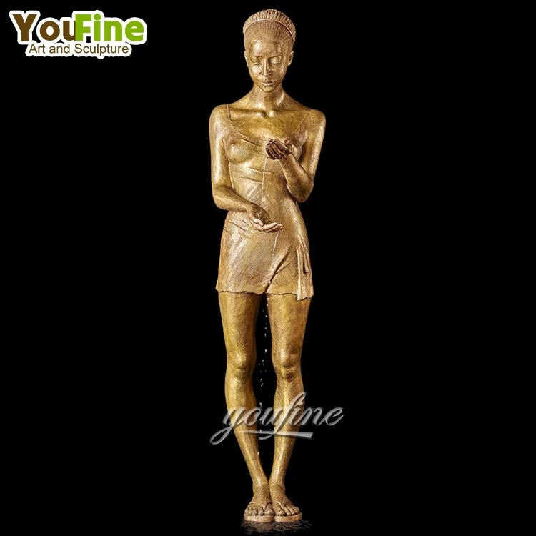 Современное наружное украшение для парка бронзовая голая женская статуя водяного фонтана продажи