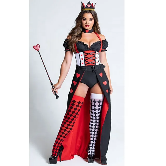 Amazon Hot Selling Royal Heart Queen Costume Sexy of Hearts