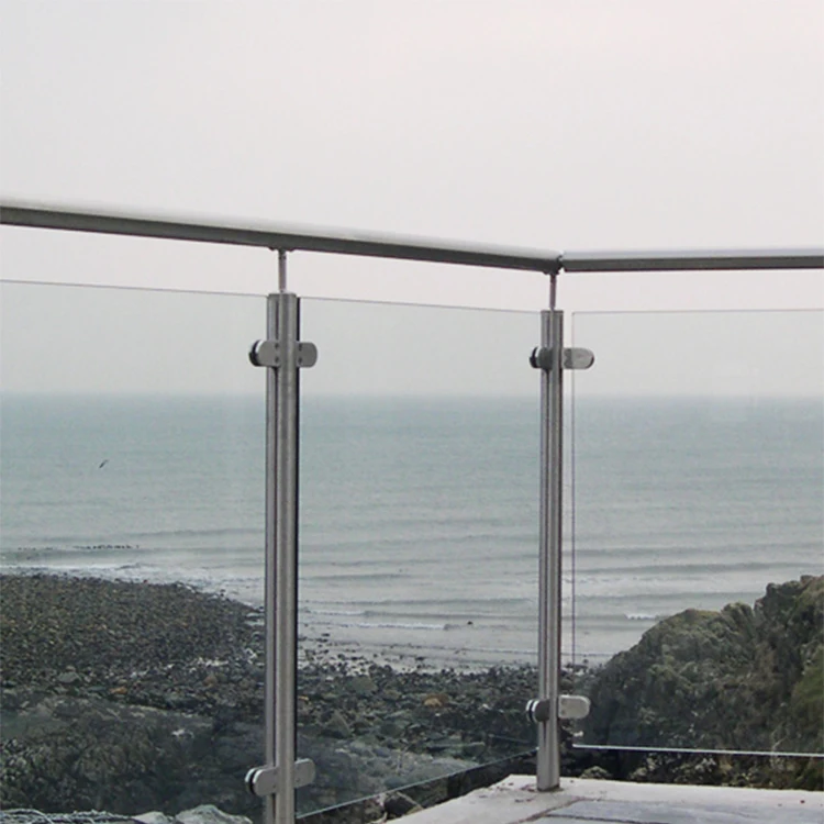Interior exterior stair railing safety clear glass railing with poles