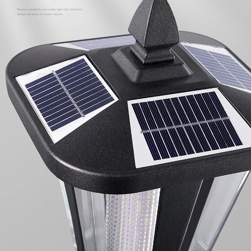 Solar Powered LED High Pole Lights Waterproof Outdoor Courtyard Street Lights for Villa Garden Landscape