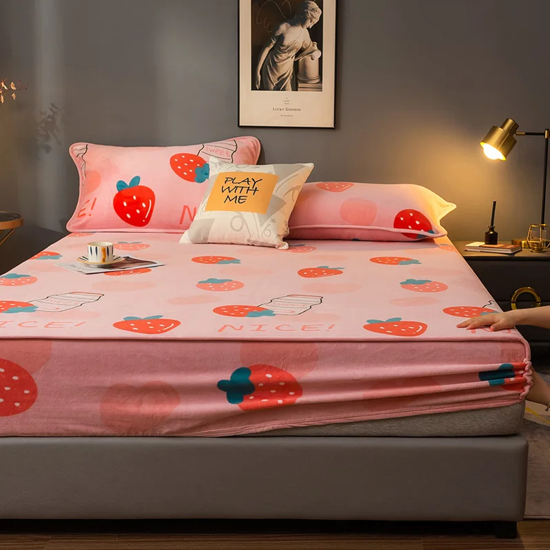 Full Custom Waterproof 100% Polyester Knit Fabric Bedsheet King Size Elastic Single Bed Fitted