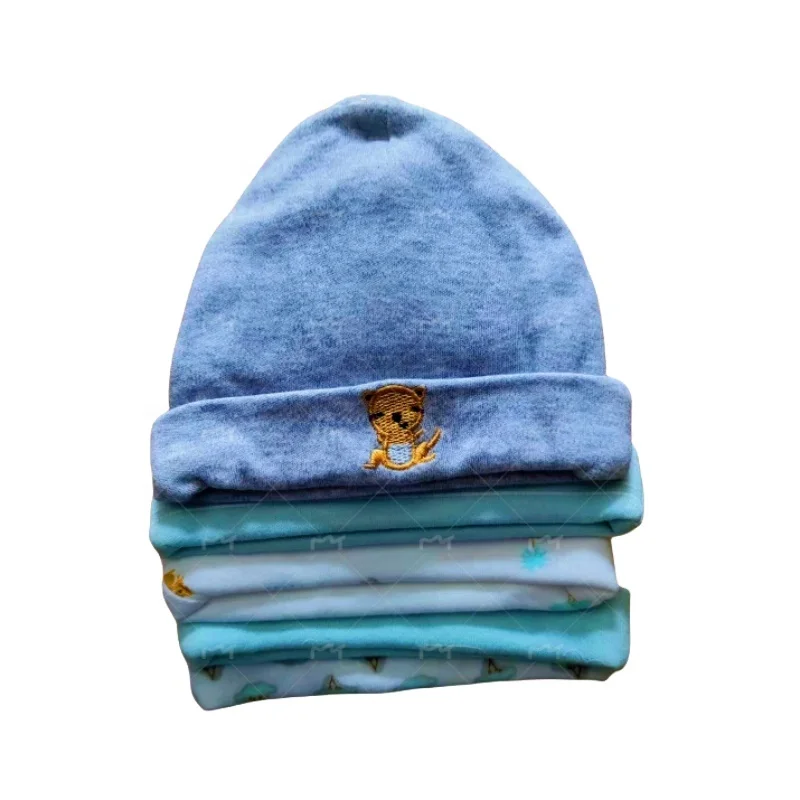 Unisex Cotton Beanie Baby Hats Newborns Toddlers 0-6 Months Embroidered Baseball Scene Logo Knitted Daily Beach Travel Boys