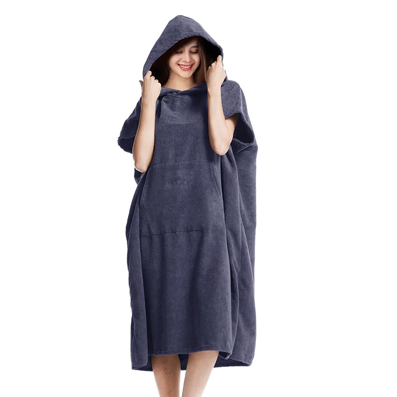 Super soft super basorbent terry cloth poncho bath towel with hood outdoor changing cover