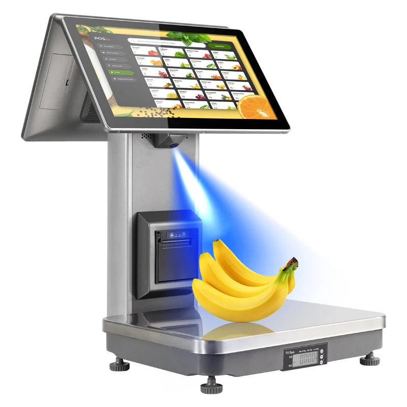 Licon 15.6 Inch Touch Screen Supermarket Cash Register Scale Windows All in One Embedded POS Weighing Scales for Retail