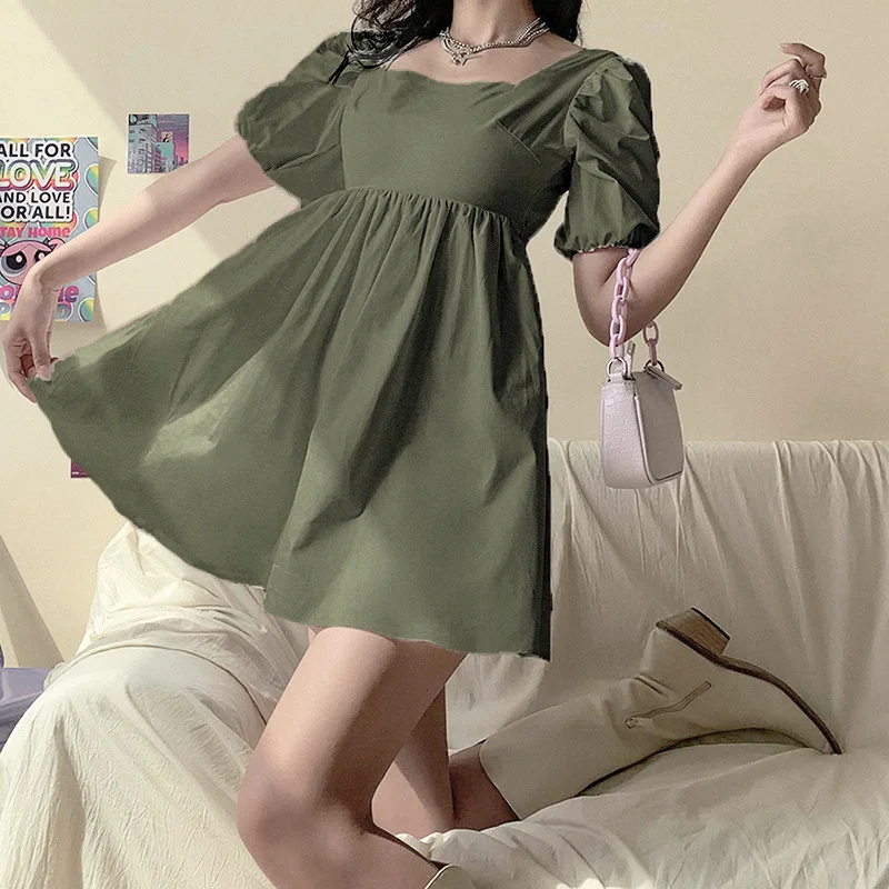 Women Summer Dress Summer Fashion White Elegant Puff Sleeve Backless Party Beach Dress Vacation Casual Mini Dress