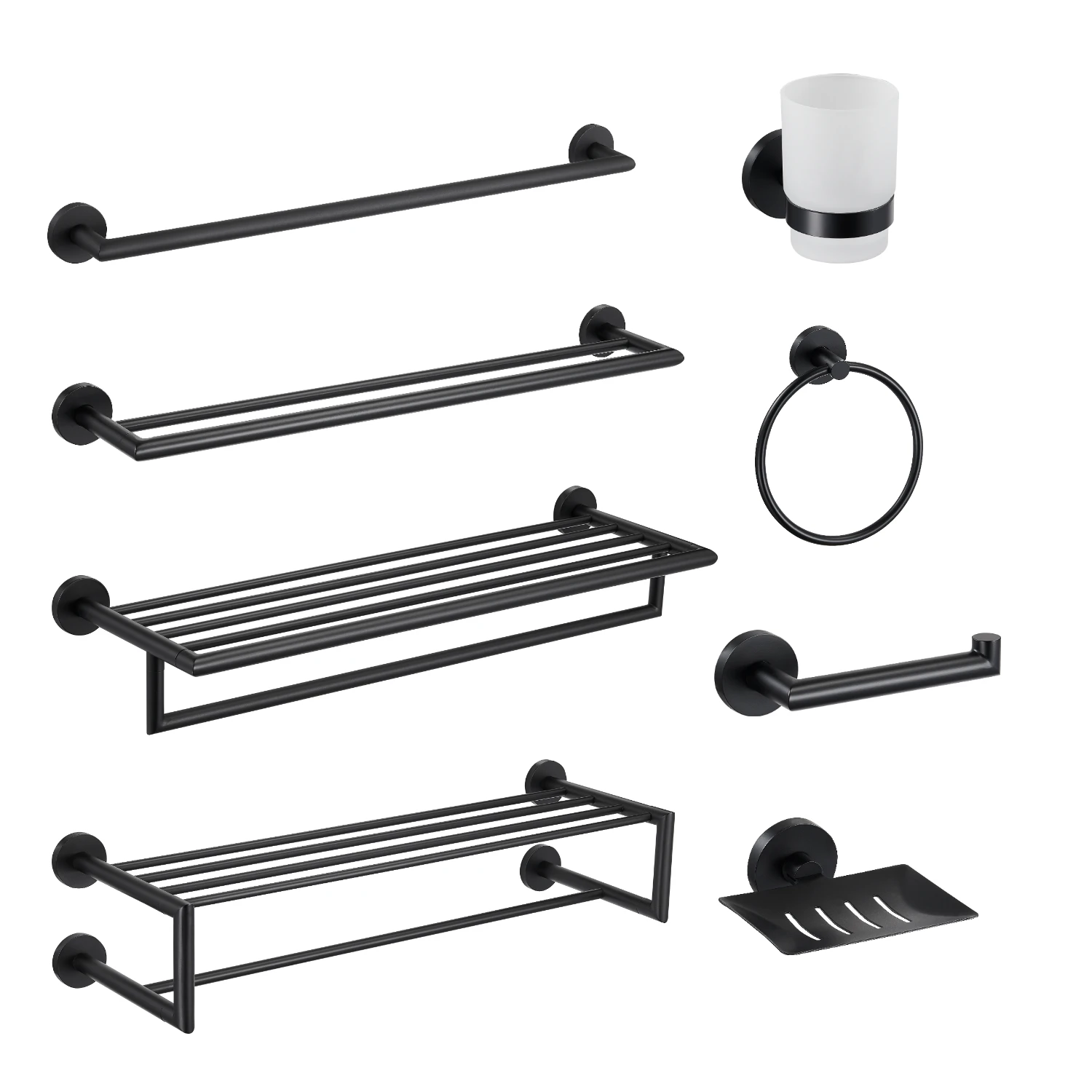 High Quality Manufacturer SUS 304 Stainless Steel Home Bathroom Accessories Hardware Set Black towel holders