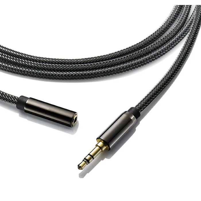 Ready to Ship 3.5 mm Extension Cable 5M Male to Female Copper Metal Nylon Braid Jack 3.5mm Aux Extension Cable
