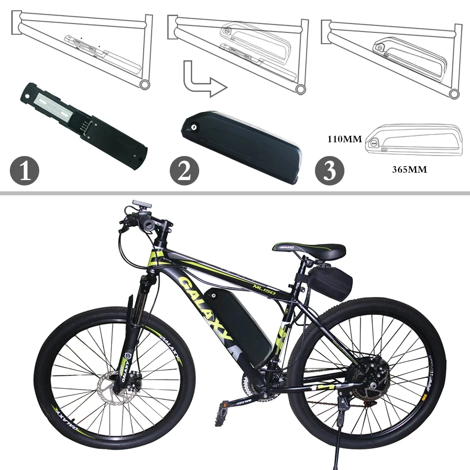 Usa Free Shipping Ebike Battery 48v 13ah 624wh Hailong Down Tube Battery 13s5p 18650 Cells Bms 30a With 2a Charger Ebike 1000w