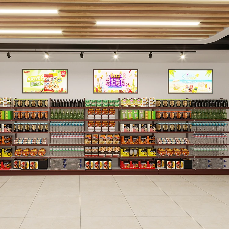 Custom marketing shelves supermarket metal display shelving grocery shelf store rack supermarket gondola shelf for retail store