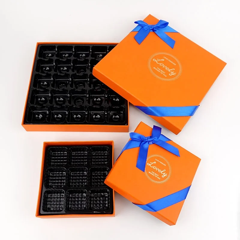 Custom luxury 9 25 truffles chocolate bonbon sweet rigid cardboard paper gift boxes packaging