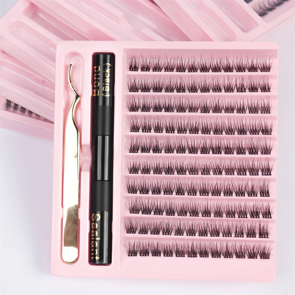 DIY Lashes kit private label Segmented lash Eyelash Extension Strips Pre cut Segmeted Individual Cluster Lash Extension kit