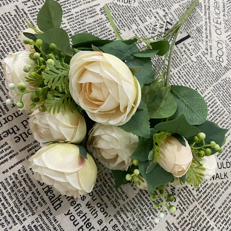 Spr Bridals Bouquet Wedding Reception Decoration Peony Artificial Single Flower Centerpieces Bouquet Silk Hydrangea Red Rose