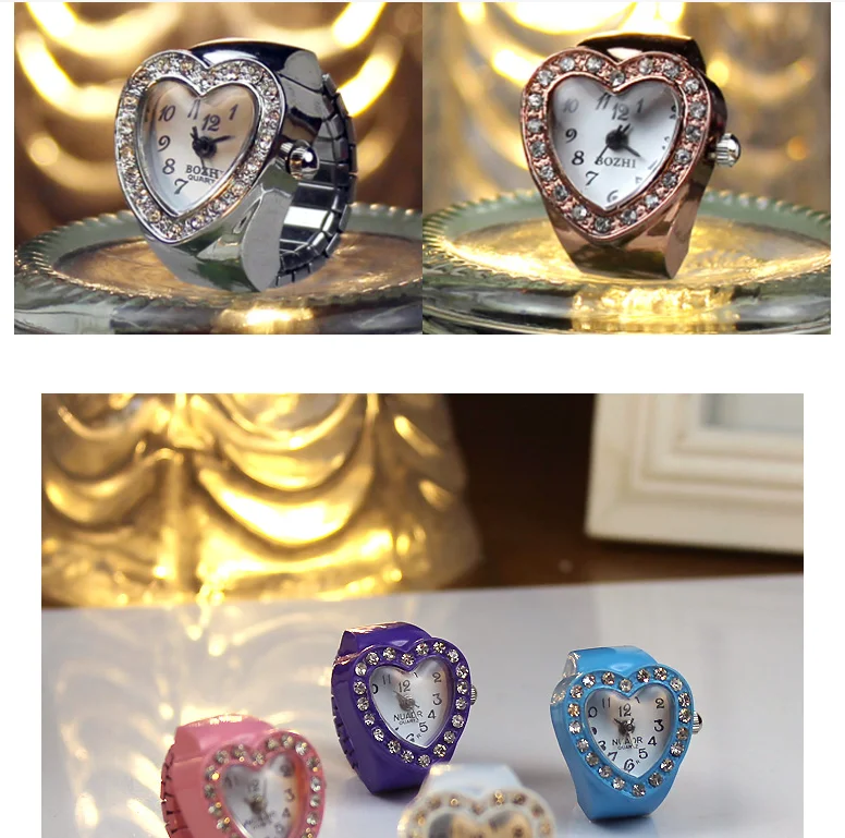 New Heart Wholesale Women Color Finger Gift Diamond Ring Watch Plated Trendy Alloy Gemstone Rings Gold Geometric 5g OUYA 10pcs