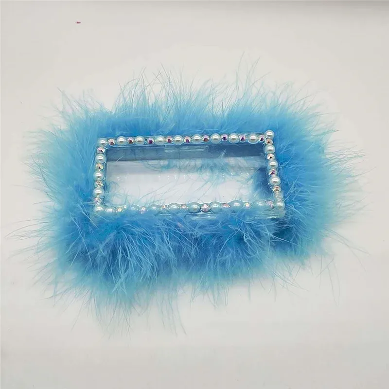 3d mink eyelashes lash box private label wholesale lash packaging with feathers pink blue yellow fluffy eyelash case