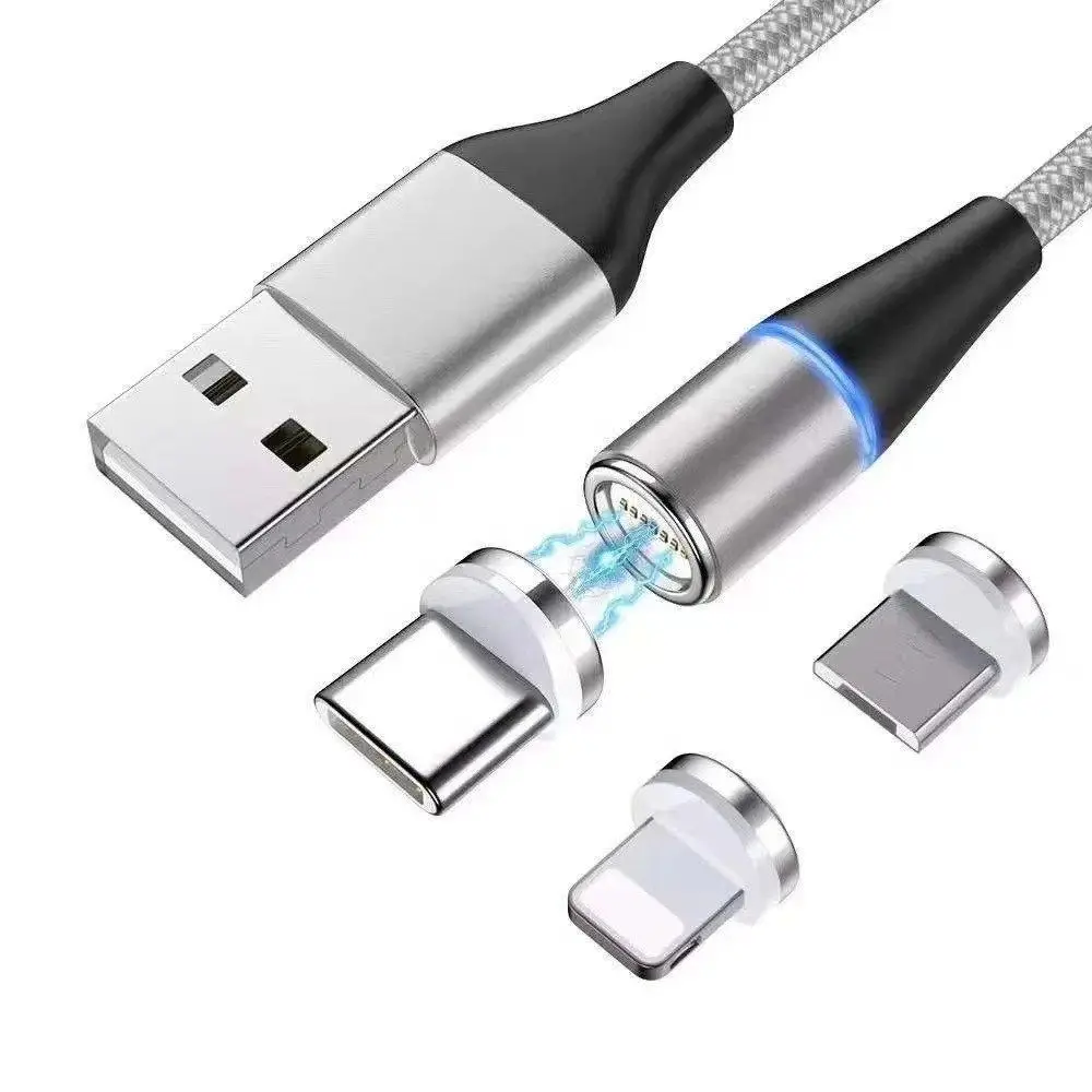  Нейлоновый Плетеный Магнитный 3 в 1 usb c к зарядному устройству Micro USB-C 360 градусов 3A 5A кабель для быстрой зарядки мобильного