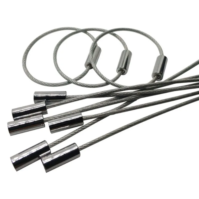 Screw Locking Metal Stainless Steel Wire Cable Keychain Loops Mteal Screw Locking StainlessSteel Wire Cable