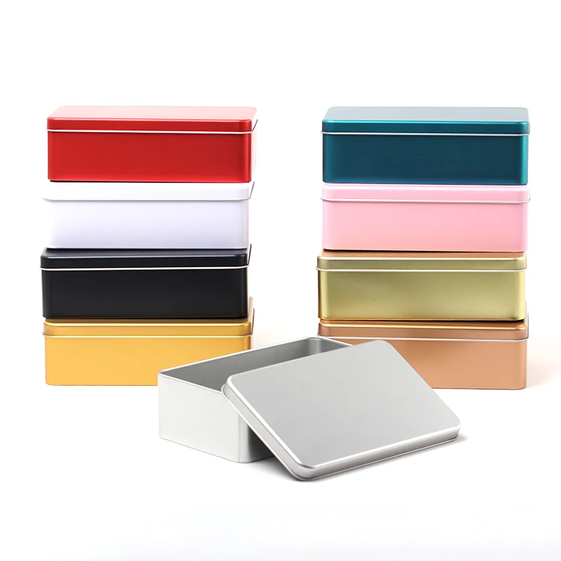 Rectangular Metal Tin Box With Lid Large Packaging Metal Gift Chocolate Box Seamless Metal Tin Box