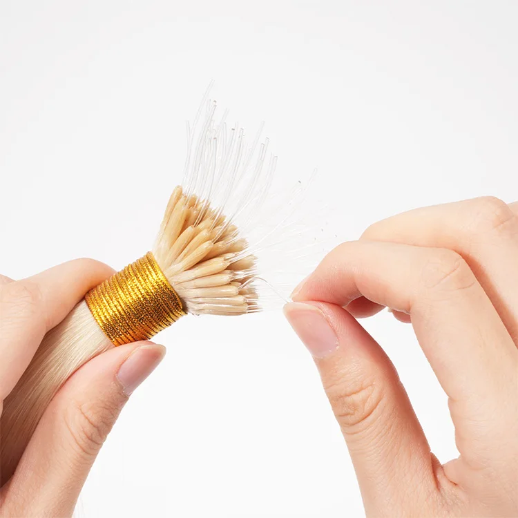 Pre-Bonded Stick Elastic Band Human Hair Extensions Brazilian Human Hair Extension Elastic Thread Hair Extensions