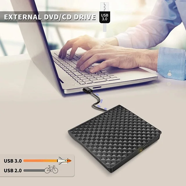 Best Selling Slim External CD Drive USB 3.0 Portable Read CD Player Win 11mac External CD Drive, DVD rw Writer