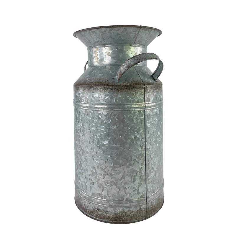 Винтажные вазы для цветов 20*27 * H38cm шикарная ваза металлическая фермерского дома оцинкованная молочная банка жестяной цветочный