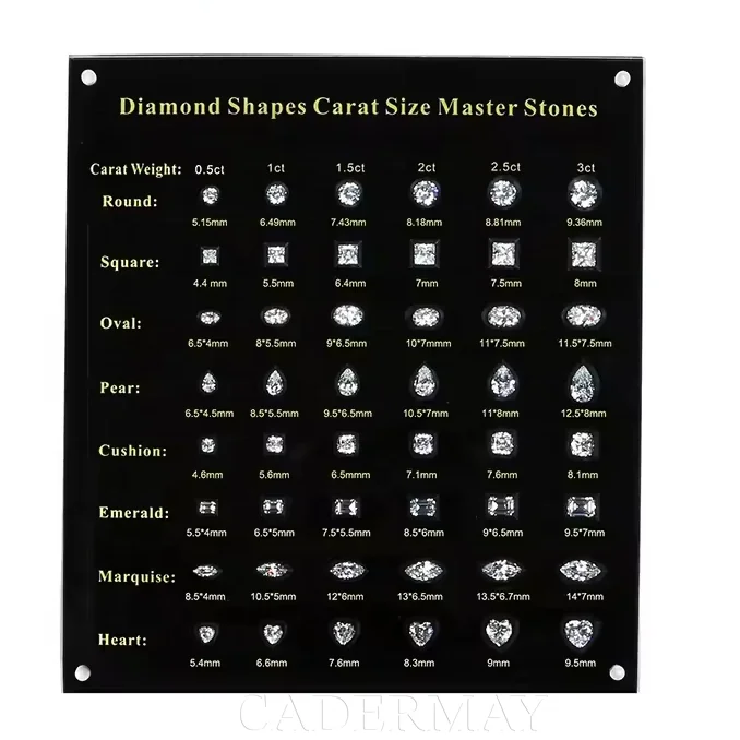 Cadermay 8 Shapes Carat Size Master Stones from 0.5 ct  3 ct  Cubic Zirconia Diamond gemstool  Master Tester Tools set
