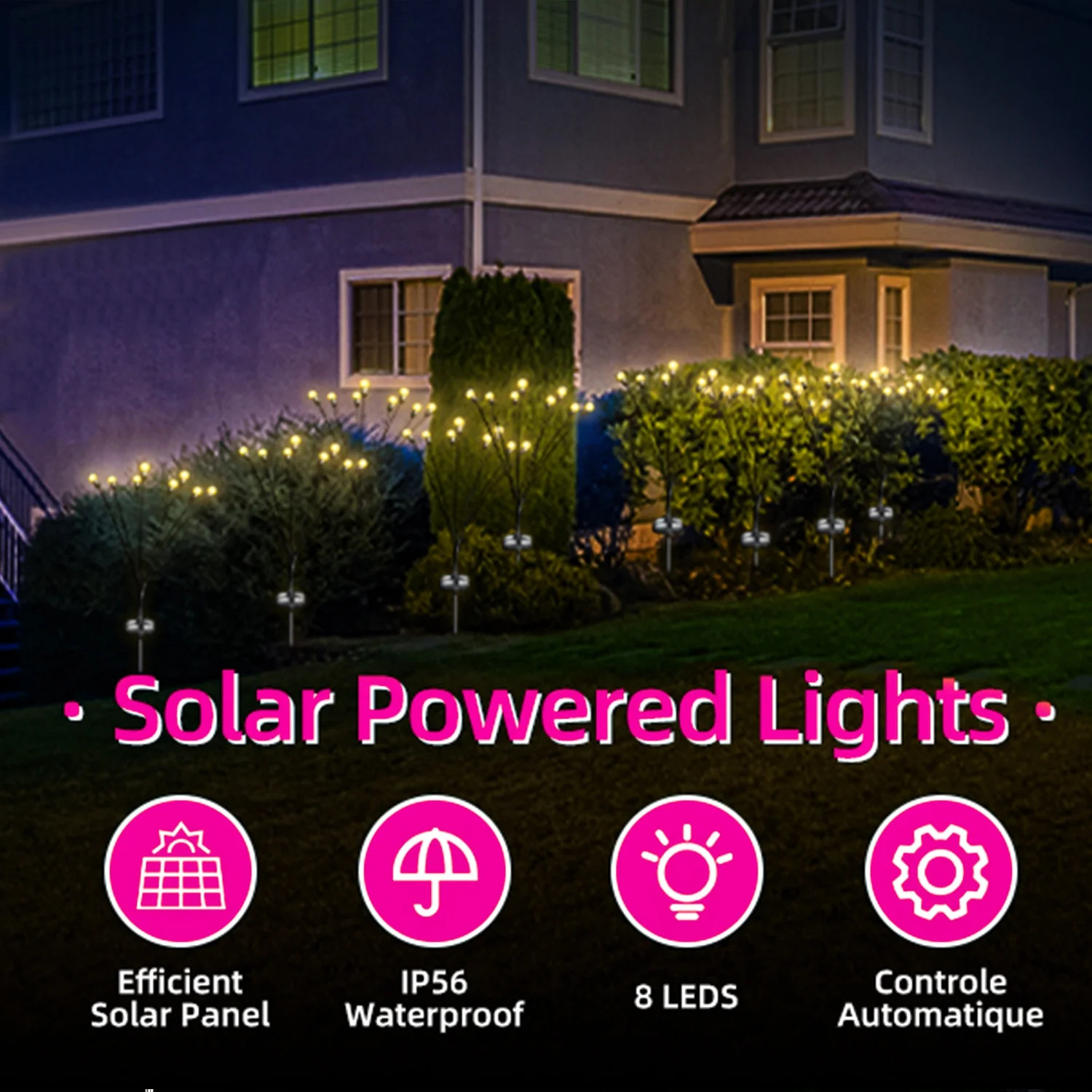 Lawn Light 8 Head LED Swing Firefly Floor Lamp CE 90 ABS Outdoor Garden Square Festival Decoration Hot Selling Solar Waterproof