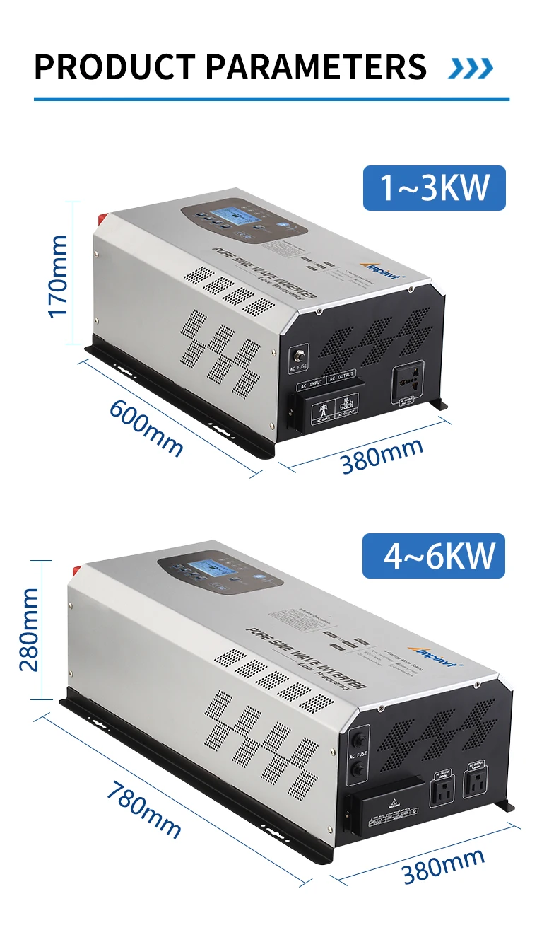 Ampinvt 3000w dc to ac inverter 24v 48V dc to ac 220v 230v off grid inverter solar inverter for home used