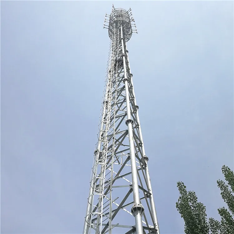 galvanized steel 4G cell phone wifi gsm antenna communication Self supporting Tubular tower signal mast Steel tube poles