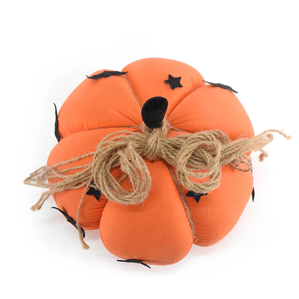Handmade Pumpkin Figurine Artificial Plush Seasonal Thanksgiving Orange Fabric Halloween Pumpkin with Bat Ornament