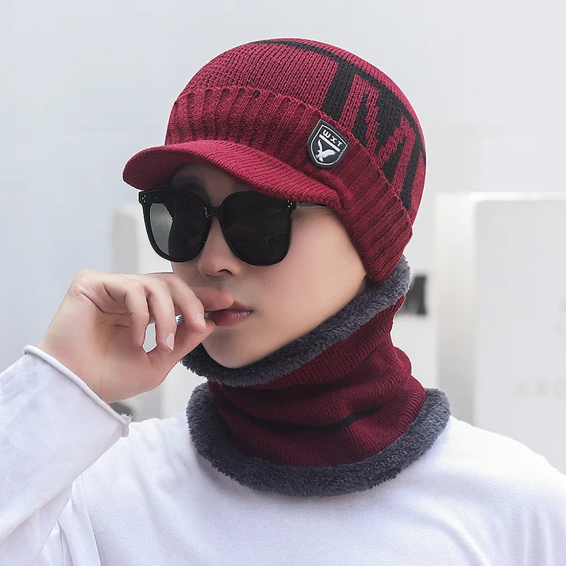 2023 New Fashion Mens Winter Hats and Scarves Beanie Knit Scarf Hat Set