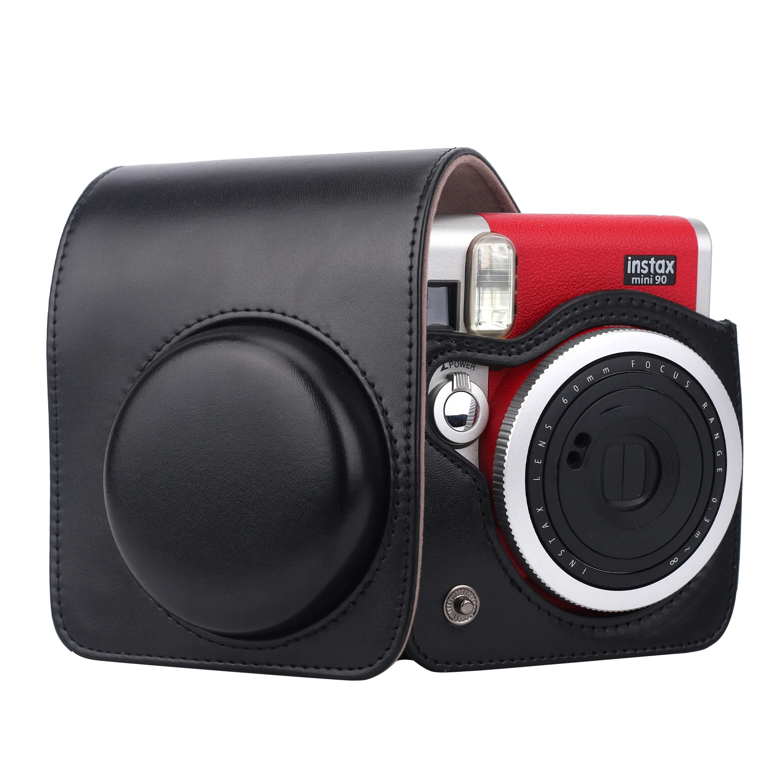 Protective Case Compatible with Instax Mini 90 Solid color Instant Camera with Photos Pocket & Adjustable Shoulder Strap
