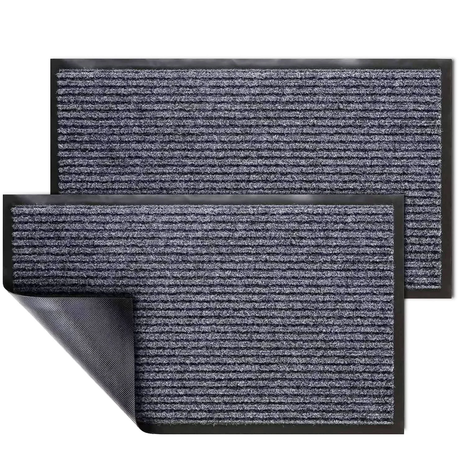 Dustproof Water Absorbent Entrance Pvc Rib Design Front Door Mat Polyester Doormat