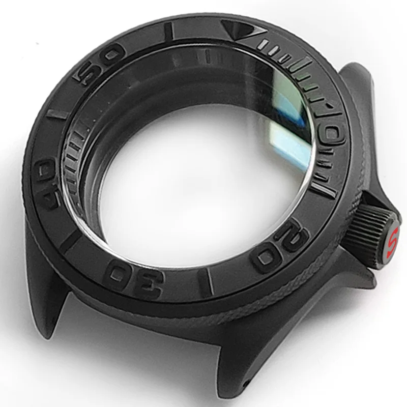 Матовый чехол для часов 42 мм нержавеющая сталь вставка SKX007 3-часовой задняя крышка с сапфировым стеклом подходит NH35 36
