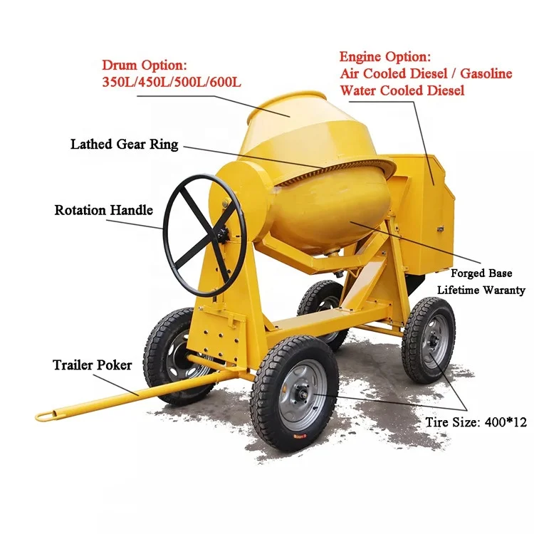 Mobile Concrete Mixer Machine Small Gasoline Diesel Seft-load Concrete Mixers on Sale Gasoline Portable Concrete Mixer 310 320L