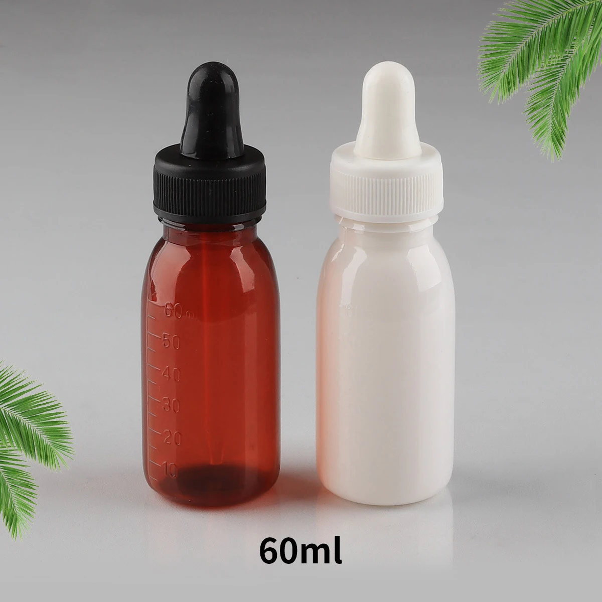 60ml wholesale Brown reagent bottle with graduated medicinal liquid bottle Plastic dropper bottle