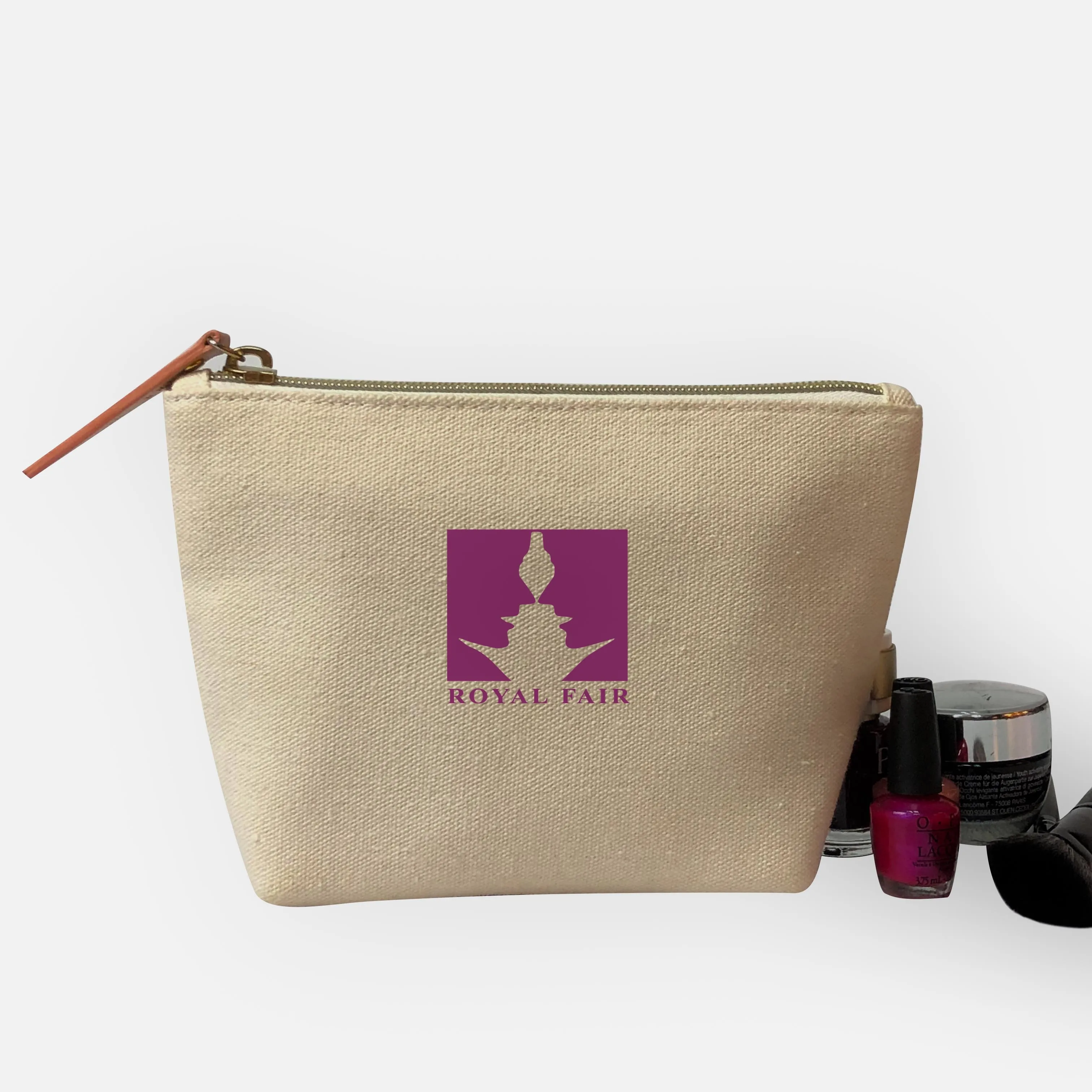 China Direct Factory Small MOQ Customizable Eco-friendly Organic Cotton Canvas Cosmetic Bag