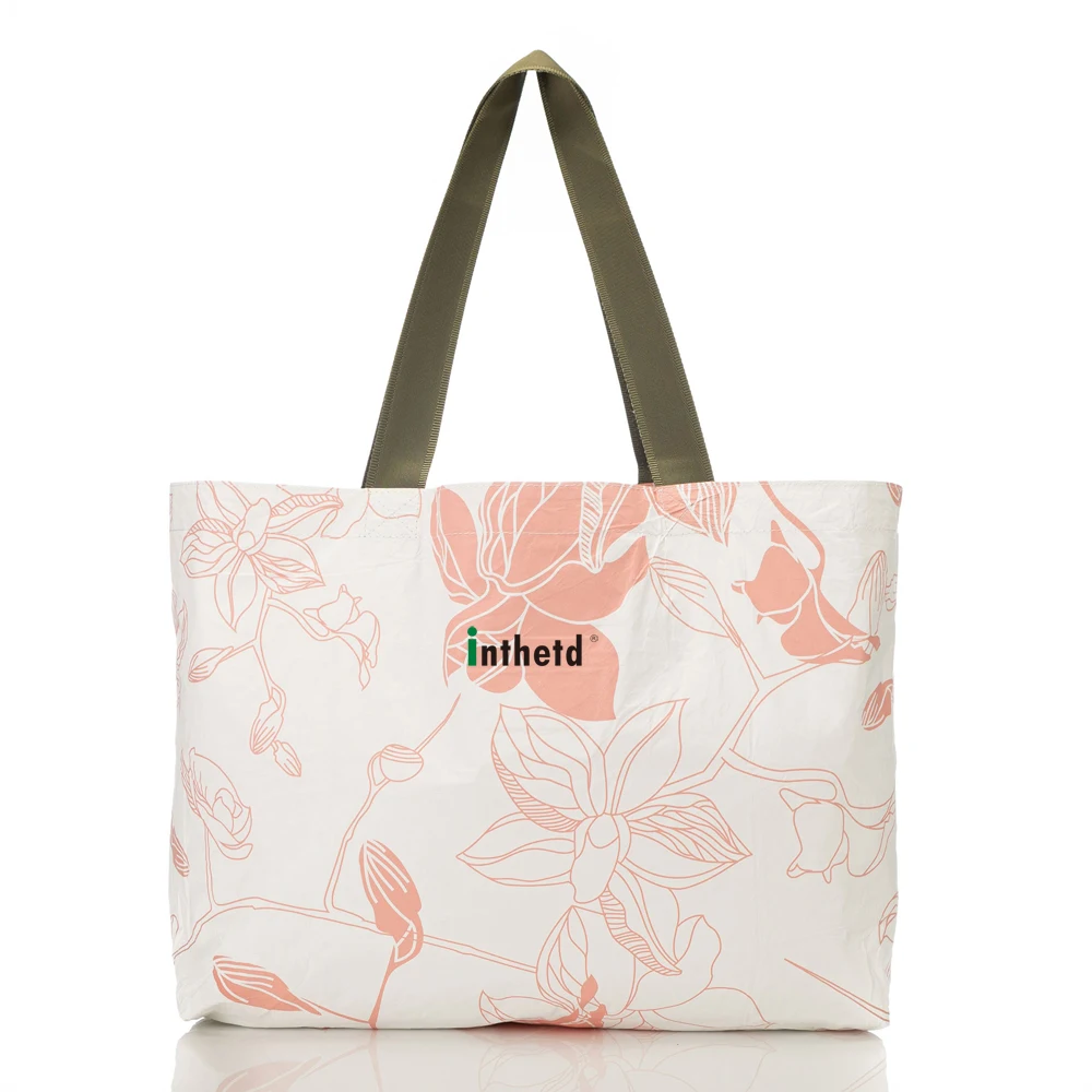 2023 special fabric reversible tyvek shopping bag Custom waterproof women handbag Tote dupont Paper tyvek bag