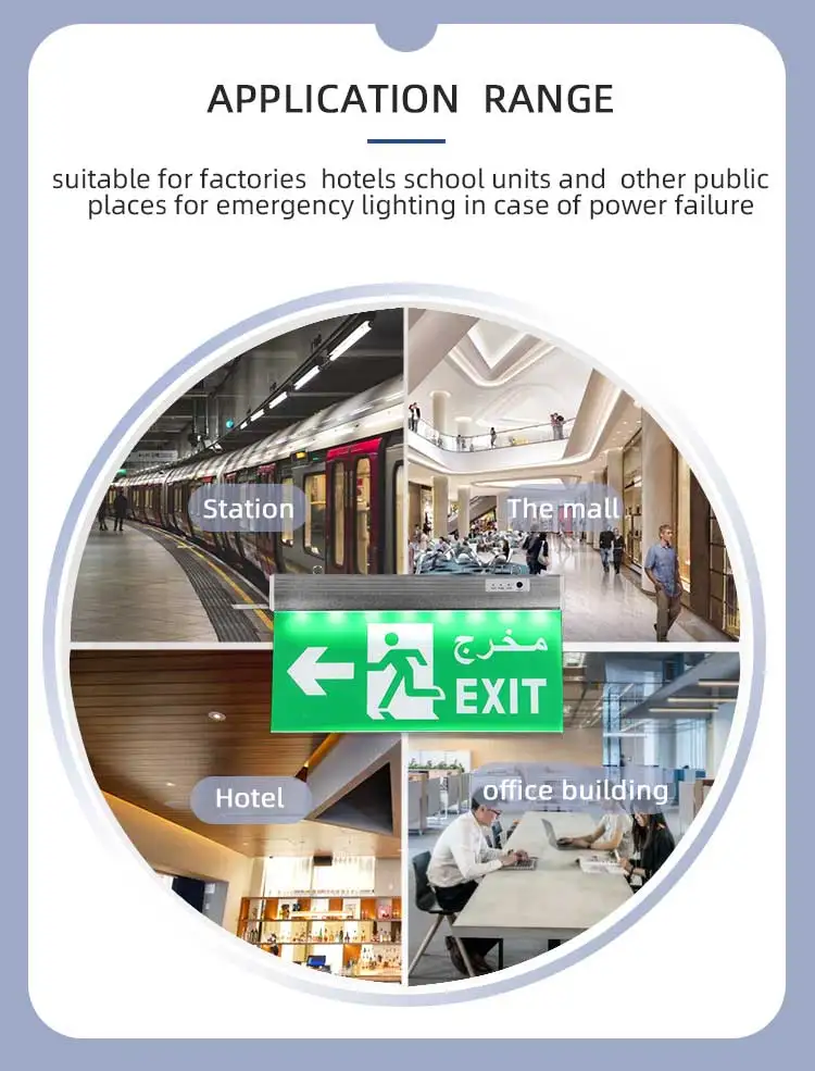 Hot sale Automatic Led Emergency Rechargeable Running Man Arrow Exit Sign Light