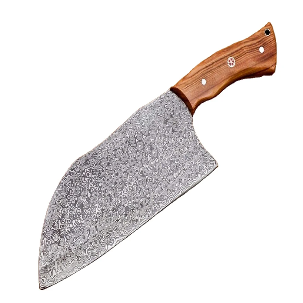 Рукоделие из дамасской стали шеф-повара, умный нож для кухни, ручной кузнечный нож с кожаным футляром