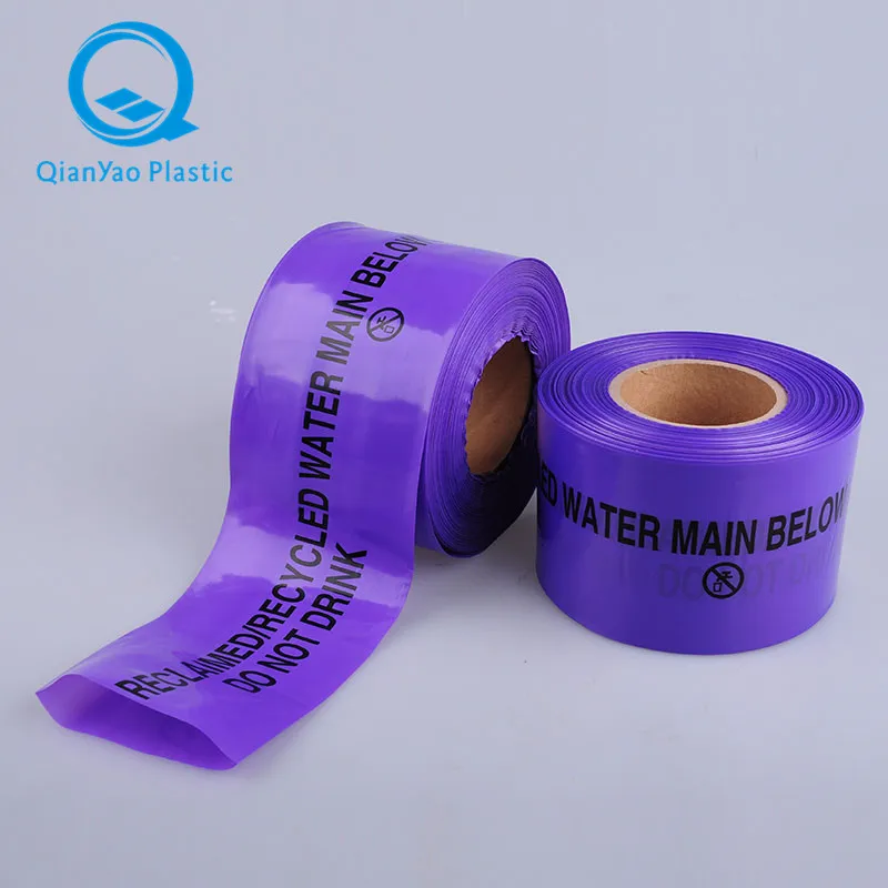 Tube And Purple Underground Pipe Sleeve Warning Tape  RECLAIMED RECYCLED WATER MAIN BELOW DO NOT DRINK