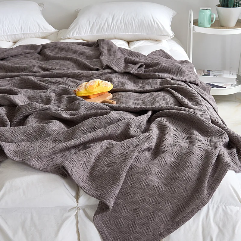 Cotton Gauze Knitted Blanket Towel Houndstooth Double-Layer Nap Double Sofa Air Conditioning Pure