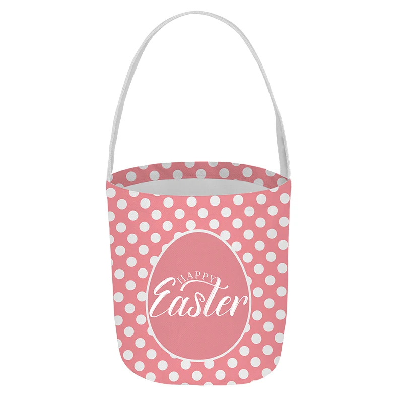 2023 Low MOQ Easter Eggs Basket Pink Polka Dot Sublimation Print