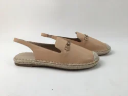 2022 New Arrivals Fashion  Women Slingback Sandals Ankle Strap bank at side Slippers Cow leather Gold Chain Lady Espadrille