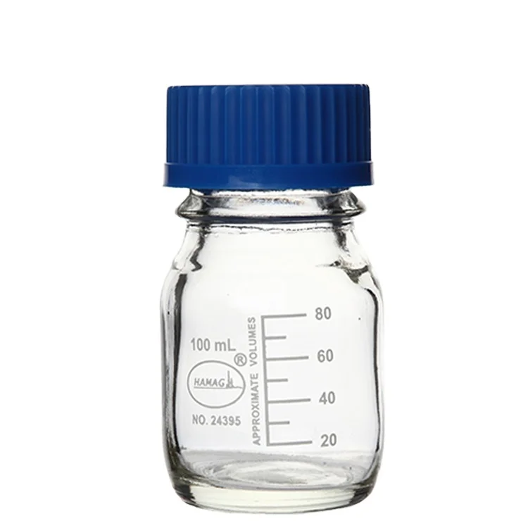 Hamag 100 ml  clear reagent bottle with scale chromatography HPLC sample vial