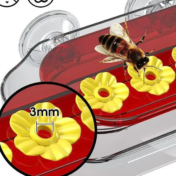 Window Hummingbird Feeder Plastic Humming Bird Feeder with 3 Strong Suction Cup Tabletop Humming Bird Feeder Water Station Trays