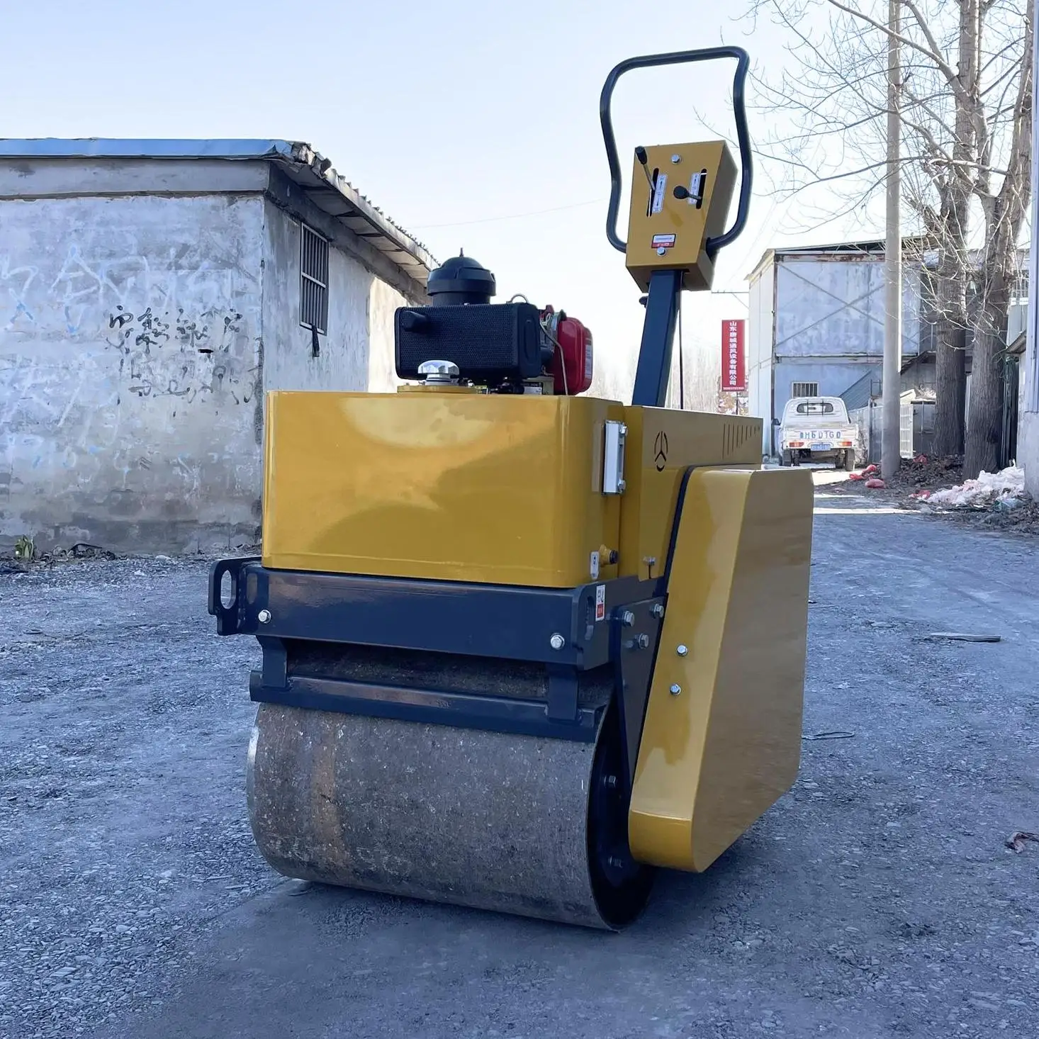 Лидер продаж дорожный каток с ручкой двухбарабанный пешеходный мини-дорожный цена
